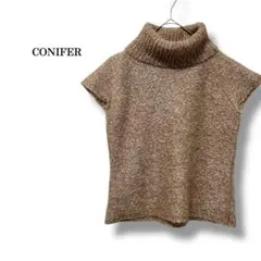 美品【CONIFER】コニファー　モヘア混タートルネックニット　フレンチスリーブ