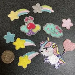 送料込　ユニコーン 星 刺繍 シールワッペン アップリケ セット