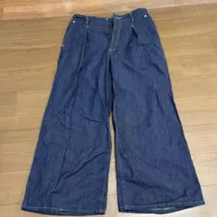 GU ジーユー ライトデニムワイドパンツ ネイビー