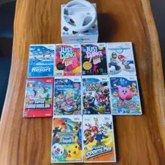 【wii ソフト10本】と【wiiハンドル】のセット