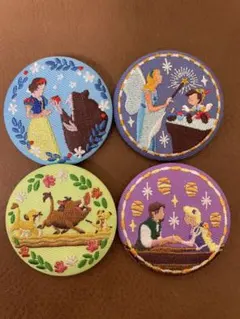 【未使用品】ディズニー刺繍缶バッチ4個セット