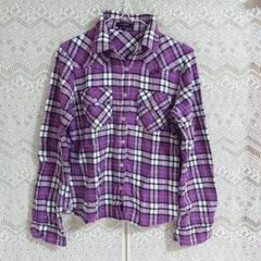 OLLINKARI 長袖シャツ 160 紫系 チェック柄