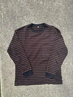 archive 茶色黒ボーダーロンT y2k ストリート