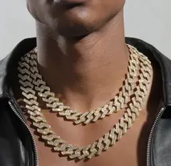 ゴールドシルバークリスタルダブルレイヤーネックレス