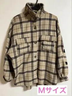 チェック柄シャツ ベージュ系 長袖