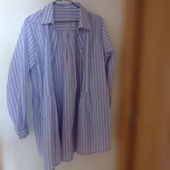 Cecile薄紫と白のストライプ 長袖シャツ