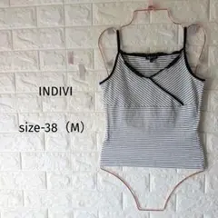 300円〜 INDIVI 華やかチュール＆カシュクール ボーダーキャミソール Mのサムネイル
