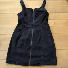 フロントジップ キャミワンピース ジャンパースカート ブラック S相当 GU