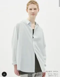 GU イージーケアシアーオーバーサイズシャツ(長袖) ライトグレー S