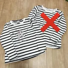 プティマイン 100cmのみ ストライプ長袖カットソー