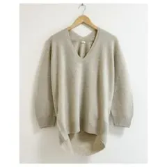 m669_IENA 美品◆毛100 ホールガーメントコクーン Vネック ベージュ
