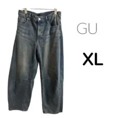 GU ワイドパンツ デニム XL 体型カバー