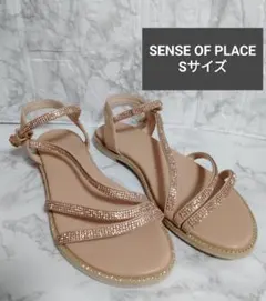 【未使用】SENSE OF PLACE　サンダル　ラインストーンサンダル　Sのサムネイル