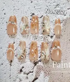 【オーダー】ニュアンスネイル　マグネット　ネイルチップ　ビジュー　カラー変更無料