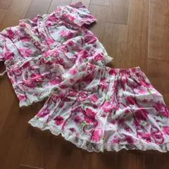 セパレート浴衣 120cm ピンク 桜 リボン レース