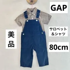 GAP サロペット　デニム　半袖チェックシャツ　男の子80 90 コーデュロイ