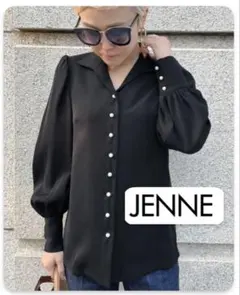 【美品】JENNE オープンカラーブラウス ブラックのサムネイル