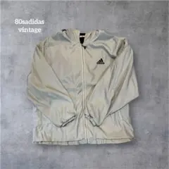 80s adidas デサント期 ナイロンジャケットフード グレーライトブルー