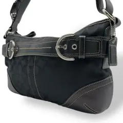 極美品 コーチ ワンショルダーバッグ シグネチャー ハーフムーン ソーホー 黒