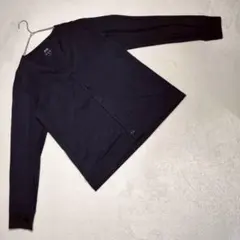 良品★UNIQLO エアリズムUVカットカーディガン Vネック リブ袖 黒 L