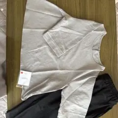 値下げ！！セットアップ　グレー フレアスリーブ トップス ワイドパンツ2点セット