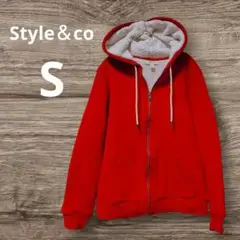 Style＆co 赤 フード付き裏ボアパーカー S