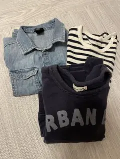 キッズ服3点セット デニムシャツ、トレーナー、ロンT まとめ売り