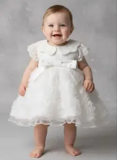 ホワイトベビードレス ハーフバースデードレス　100日フォトドレス