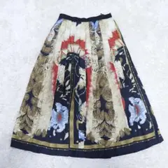ダブルスタンダード　クロージング　プリーツ　フェザー柄　ロング　スカート