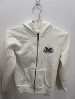 ホワイト 蝶デザイン パーカー