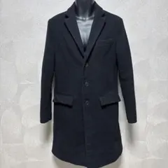 美品 グローバルワーク チェスターコート ウール混 M ブラック ロングコート