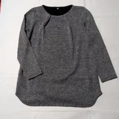 ヘリンボーン柄 グレー 長袖カットソー