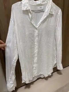 UNIQLO ユニクロ リネンシャツ 麻 ホワイト XL 長袖 春夏 シンプル