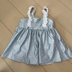 花柄水色ワンピース水着110センチ