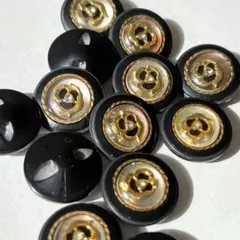 ストーン入りシェルボタン　黒