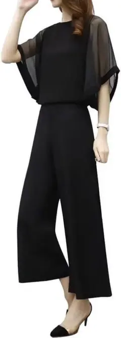 3XL シフォン シースルー 半袖 OL オフィス フォーマル セットアップ