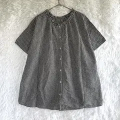 スタディオクリップ ギンガムチェック ブラウス 綿100% L 可愛い