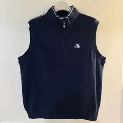 Black & White ネイビー ハーフジップベスト　M ブラック&ホワイト
