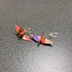 折り紙 鶴 折り鶴 イヤリング 和柄 京都