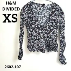 H&M DIVIDED【XS】小花柄Vネック ブラウスビスコース