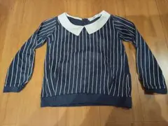 MPS ネイビーとホワイトのストライプ長袖カットソー120