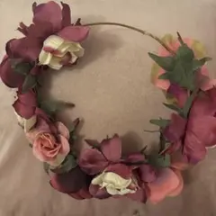 フラダンス用ヘアアクセサリー 花冠　ピンク　フラ　タヒチアン