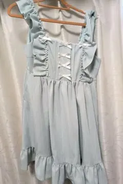 フリル付きノースリーブワンピース M
