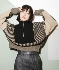 KBF ケービーエフ レイヤードハーフZIPニット ニット