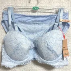 AMOSTYLE レースラバーブラ＆ショーツセット C65&M