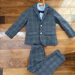 キッズ スーツ・ブレザー グレー系チェック フォーマル　入学式、卒園式、結婚式