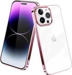iPhone 14 Proケース クリア シリコン スリム 透明　ピンク