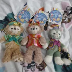 ダッフィー・シェリーメイ・ジェラトーニ ぬいぐるみバッジセット