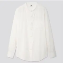 UNIQLO フランネルスタンドカラーシャツ（長袖）　オフホワイト
