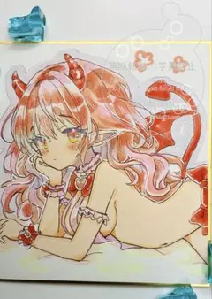 し*こ様 手描き イラスト オリジナル アナログ 色紙 手描きイラスト 女の子45 アナログ 色紙 c22 - メルカリ